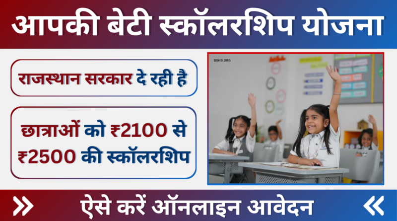 "राजस्थान में आपकी बेटी स्कॉलरशिप योजना के तहत कक्षा 1 से 12वीं तक पढ़ने वाली छात्राओं को छात्रवृत्ति देने का एक दृश्य।"