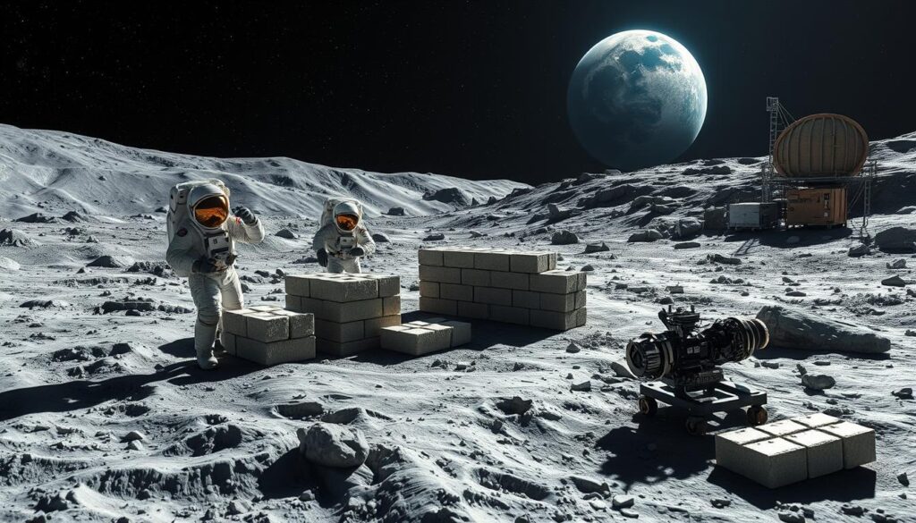   Lunar Soil Bricks for Moon Base  