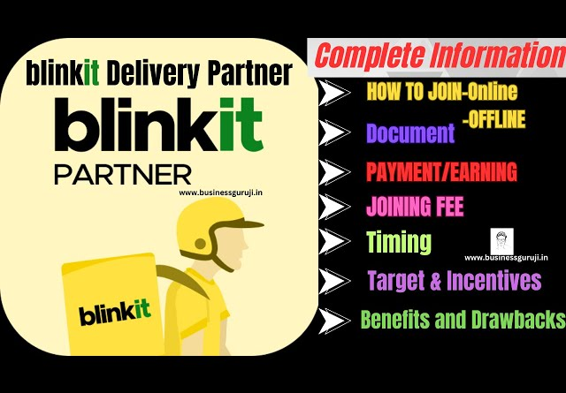 "Blinkit delivery partners delivering goods to customers on bike, ensuring fast and efficient service."